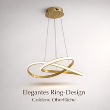 Moderne LED Deckenlampe Gold  2-Ring Design Deckenleuchte dimmbar für Wohnzimmer