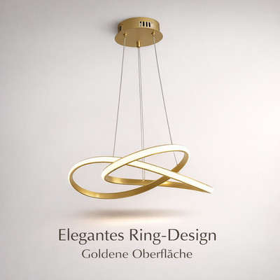 Moderne LED Deckenlampe Gold  2-Ring Design Deckenleuchte dimmbar für Wohnzimmer
