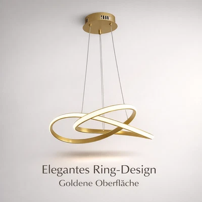 Moderne LED Deckenlampe Gold  2-Ring Design Deckenleuchte dimmbar für Wohnzimmer - Bild 1 von 4