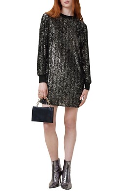 AllSaints Solstice Long Sleeve Sequin Mini Dress Size XS