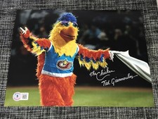 TED GIANNOULAS SIGNED AUTOGRAPH 8X10 PHOTO SAN DIEGO CHICKEN BECKETT BAS COA