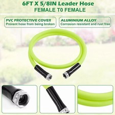 Short Garden Hose 5/8 in x 6 ft with Female Adapter, No Kink, 2 in 1 Heavy Duty
