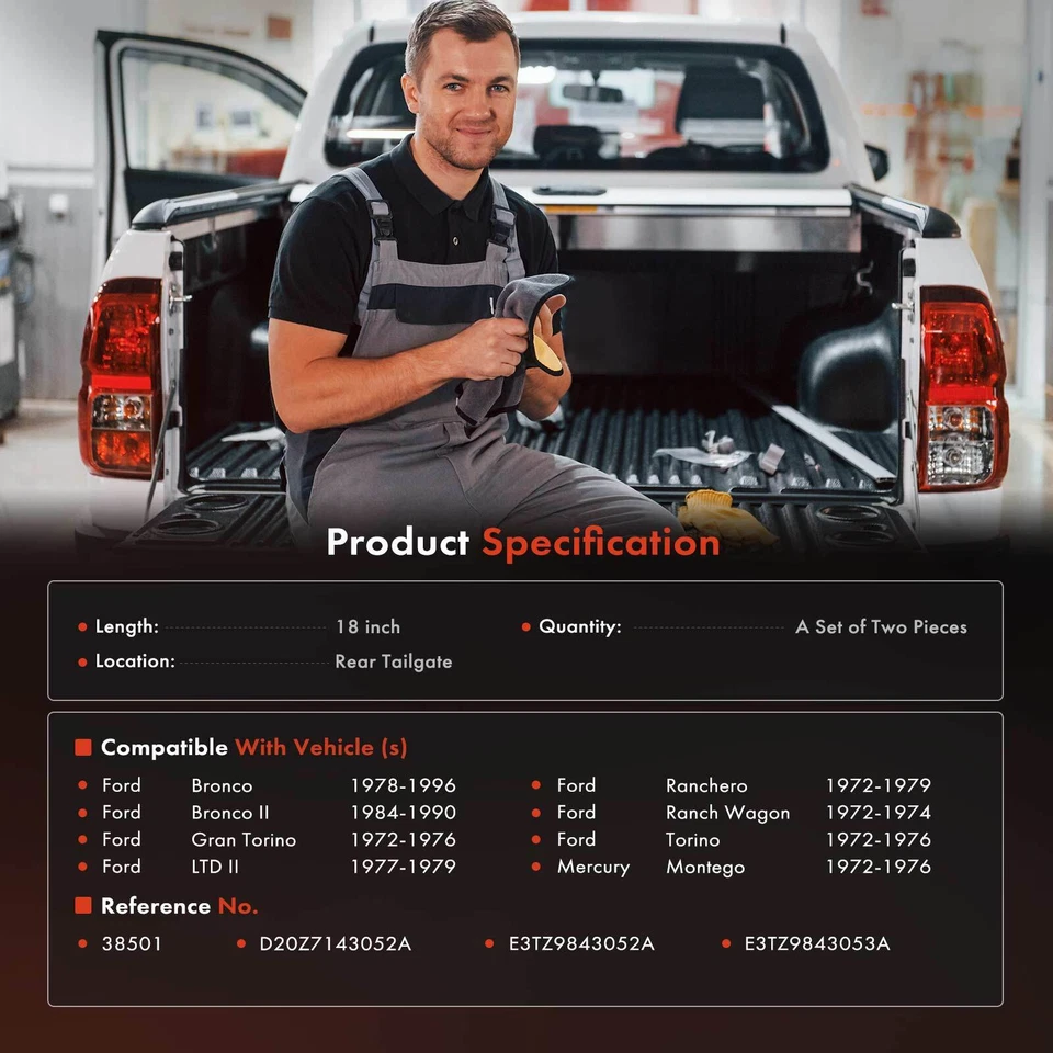 2x Cable de soporte de puerta trasera izquierda y derecha para Ford Bronco 1978-1996 Ranchero Torino Foto 2 de 4