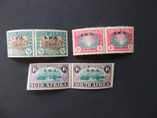 1939 South West Africa Huguenots Landing Set SG111-113 Mounted Mint Pairs