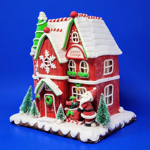 VALERIE PARR HILL Casa de Papá Noel ILUMINADA Casa de Pan de Jengibre DECORACIÓN DE NAVIDAD - Imagen 6 de 24