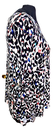 Chelsea & Theodore Dress Womens M Long Sleeve Cheetah Print Handkerchief Hem 80s - Picture 7 of 9