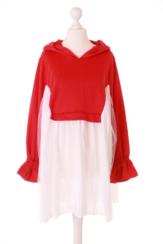 TS-200-2 Rot Weiß Rotkäppchen Tüll Baby-Doll Pastel Goth Lolita Sweatshirt Kleid - Bild 9 von 9
