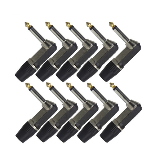10pcs 6.35mm 1/4in Mono Male Plugs Guitar Cable L Shape Right Angle
