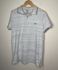 American Eagle Mens Medium Polo Shirt Gray Flex Classic Fit Short Sleeve