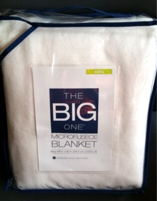 $50 The Big One MicroFleece Bed Blanket Off White/Ivory Super Soft KING NEW