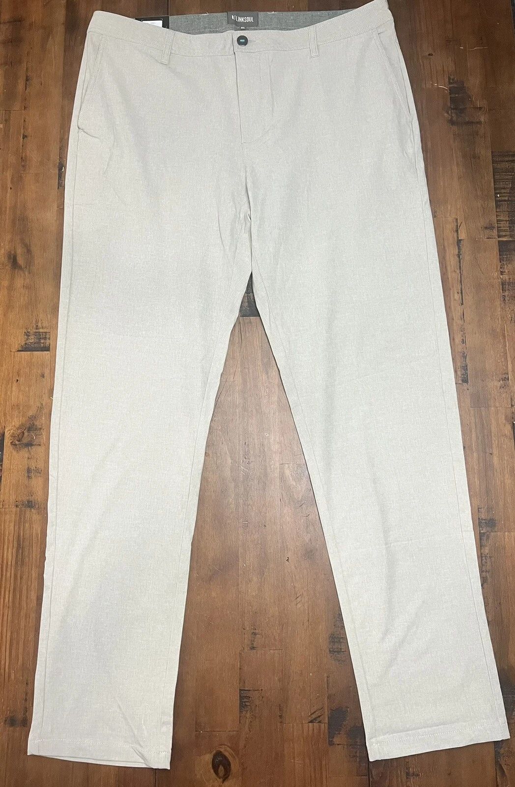 Linksoul Pants Mens 40L Khaki Boardwalker Performance Stretch Golf LS662-L Light