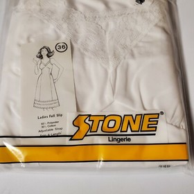 New Vintage STONE Apperial FULL SLIP Size 36 M USA Adjustable Snip A Length 01