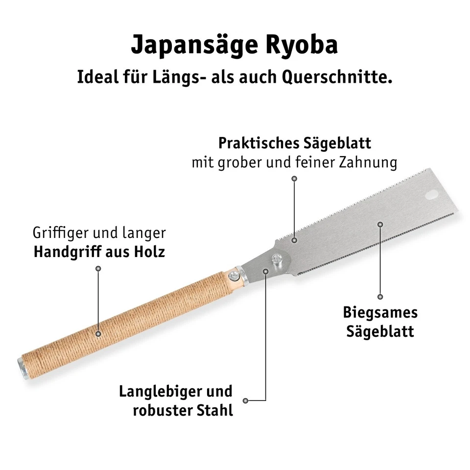 WALTER Japansägen-Set Dozuki + Ryoba + Kataba, Handsäge, Gartensäge, Holzsäge - Bild 4 von 4