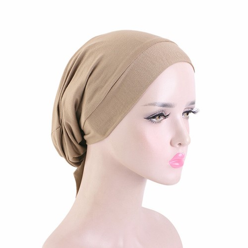 Underscarf Hijab Inner Caps Muslim Women Plain Turban Wrap Hair Loss Hats Beanie - Picture 12 of 26
