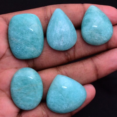 5 Pcs Natural Amazonite Untreated 25mm-30mm Cabochon Loose Gemstones Wholesale