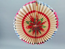 alte Laterne Lampion Papier mit Kerzenhalter Ellipsoid Blumen rot blau wei&szlig; 32cm
