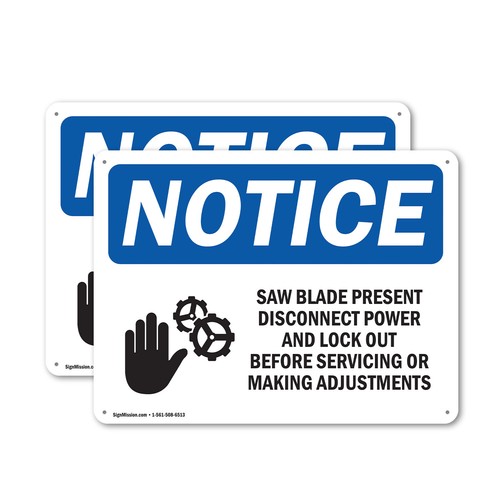(2 Pack) Saw Blade Present Disconnect OSHA Notice Sign Decal Metal Plastic - 第 1/22 張圖片