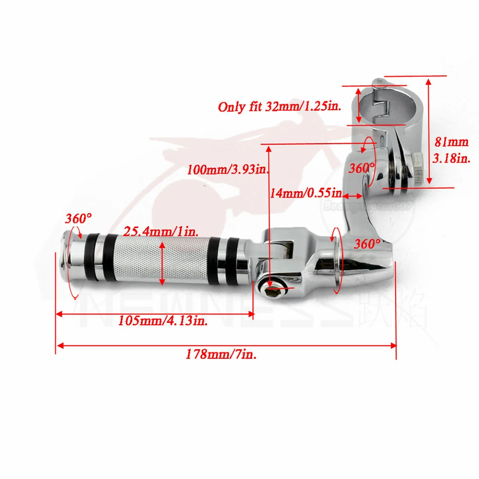 1-1/4" estriberas de carretera pedales barra de choque para Harley Touring motocicleta cromo Foto 4 de 4