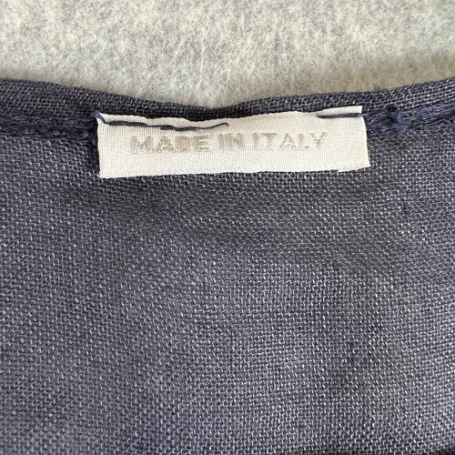 Made in Italy langärmelige Damen-Einheitsgröße offen 100 % Leinen lange Jacke blau neu mit Etikett - Bild 8 von 16