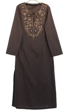 ISABEL MARANT Etoile Embroidered Beaded Dress Tunic Cotton Brown Size 2/M