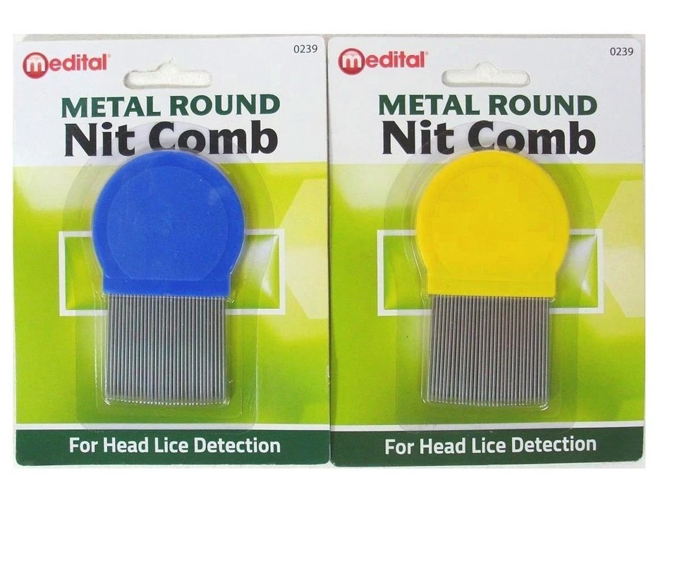 Metal Nit Comb for Lice Removal - Fine Tooth, Detangling, Unisex, 2 Colors — 第 2/2 张图片