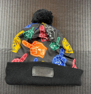 Entree LS Authentic Black and Multicolor EXPLICIT Pom Beanie Skate Bear