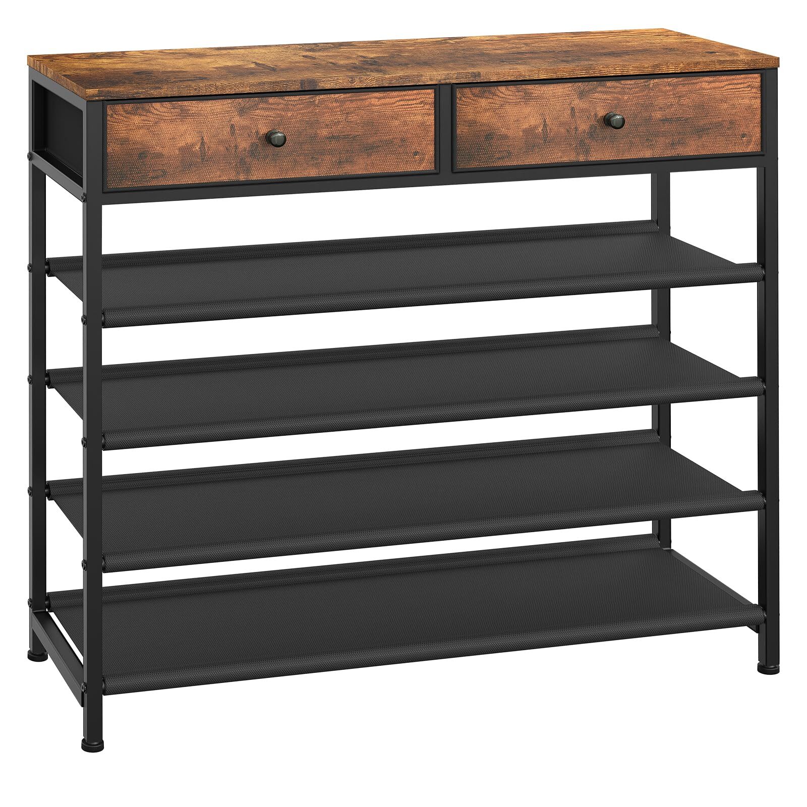 Shoe Rack 5 Tier Storage Organizer with 2 Drawers Metal Shelf for 16-20 Pairs-image