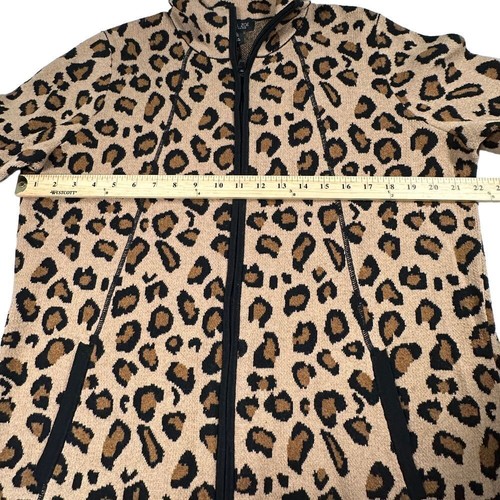 Rachel Zoe Cardigan 1X Full Zip Leopard Cheetah Print Heavy Knit Sweater Jacket - Picture 6 of 6