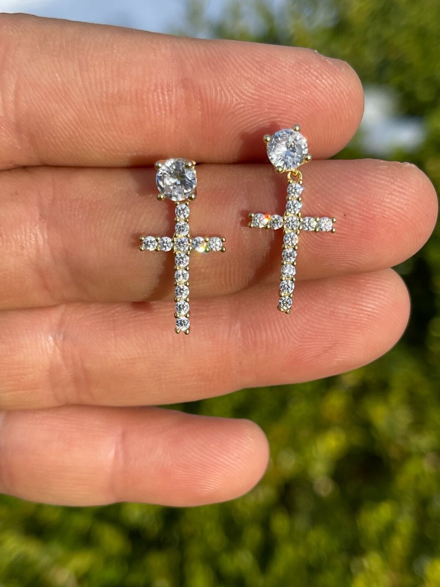 Aretes Cruz Diamante Simulado Plata .925 Vicari Aretes Cruz Diamante Simulado Plata .925 Vicari