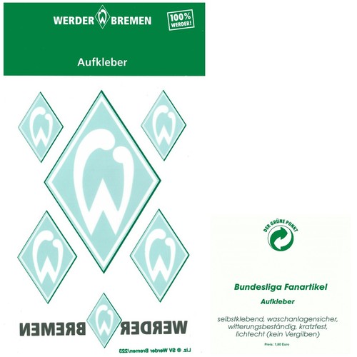 Aufkleber Raute SV Werder Bremen 6 tlg Silber Grün Weiß innen außen 6er Auto SVW - Bild 9 von 17