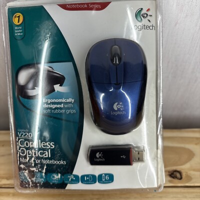 Logitech V220 Cordless Optical Mouse for Notebooks (BLUE