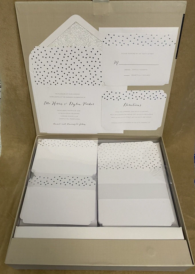 30 KIT DE INVITACIÓN DE NOVIAS GARTNER STUDIOS BODA PUNTOS DE PLATA #16544 ORIG. 39,95 Foto 4 de 4