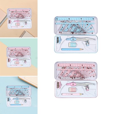 Math Geometry Kit Set 8-teilig mit bruchsicherer Aufbewahrungsbox für die