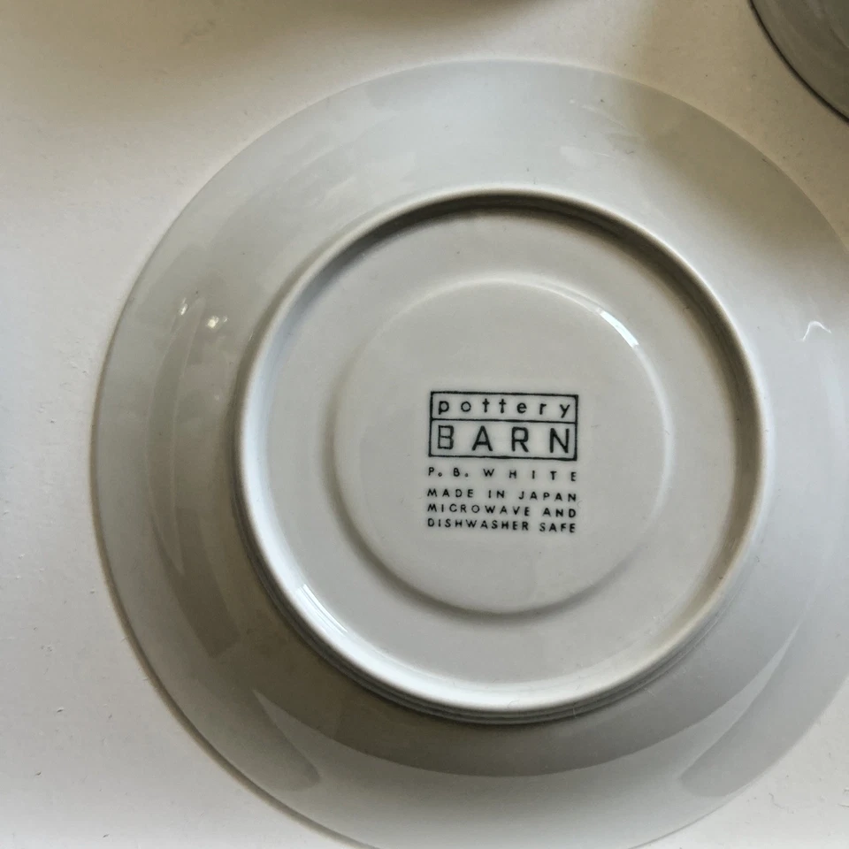 POTTERY BARN PB White Porcelain Cups and Saucers - Set of 6 - Image 3 of 4