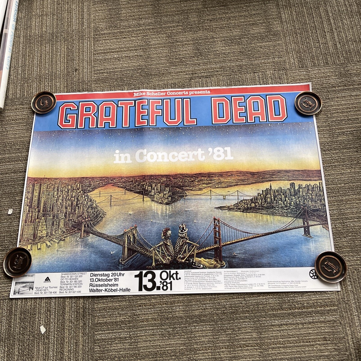 197 1981 Grateful Dead Tour Promo Poster West Germany Original 24