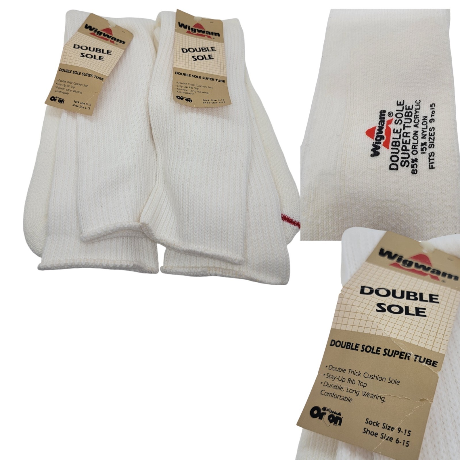 SAOLA Wigwam Doppia Suola Super Tube 2 Paia Nuovo Con Etichette Vintage