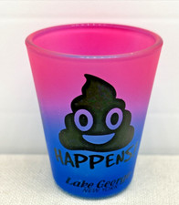 Crap Poop Icon Emoji Happens Lake George New York Shot Glass Purple Blue