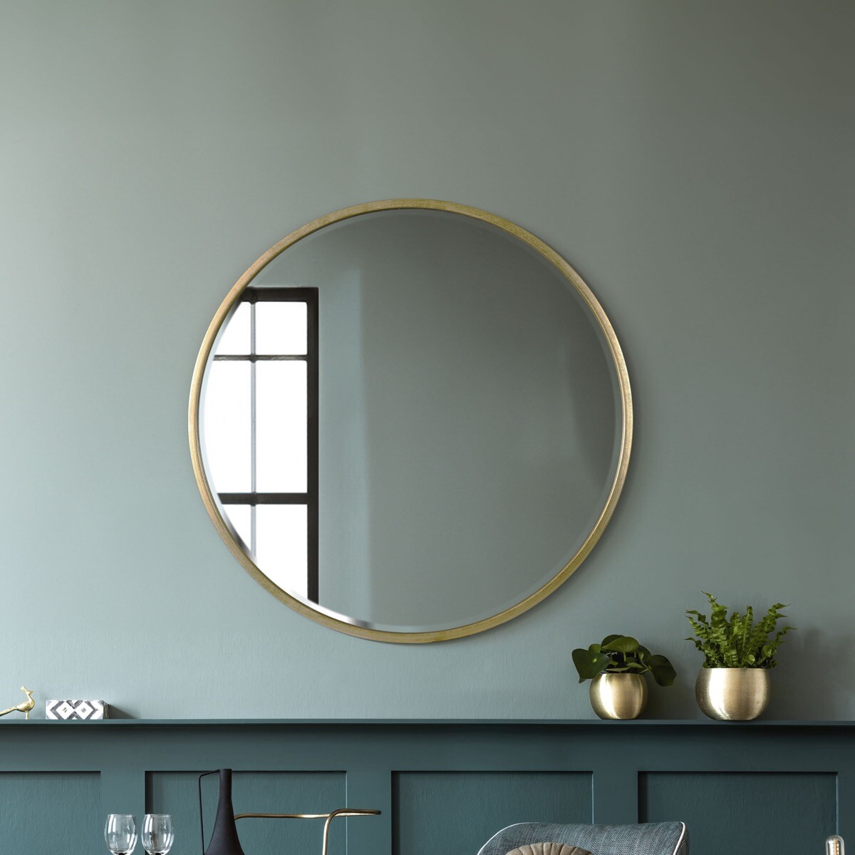 Extra Large Mirror Gold Circular Bevelled Round Wall 100cm x 100cm eBay
