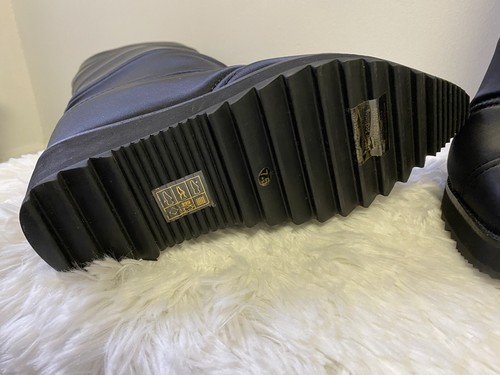 Jeffrey Campbell Damenstiefel schwarz Squall Satin gesteppt hoher Keilabsatz Größe 7,5 - Bild 8 von 8