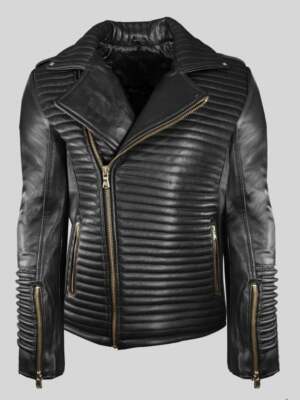 Mans Herren ECHTLEDER WATTIERTE SEXY BIKER JACKE EIN ECHTER ATEMBERAUBENDER MANTEL  