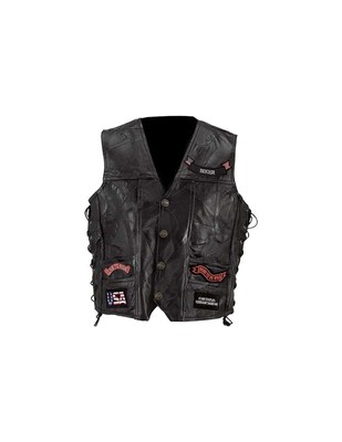 Diamond Plate™ Rock Design Genuine Buffalo Leather Vest (Large)