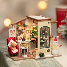 ROBOTIME DIY Dollhouse Kit, Christmas Snow House Model Kit DG-18 - 130 Pieces