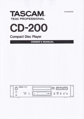 Bedienungsanleitung-Owner’S Manual for TASCAM CD-200