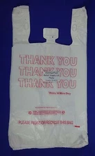 Qty. 100 THANK YOU T-Shirt Bags Plastic 11.5" x 6.5" x 22" Retail Shopping