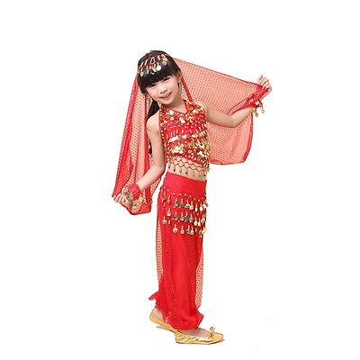 A bordo cubierta Característica Niñas Niños India Danza del Vientre Disfraz Conjunto Top Pantalones Set  Bollywood Halloween | eBay