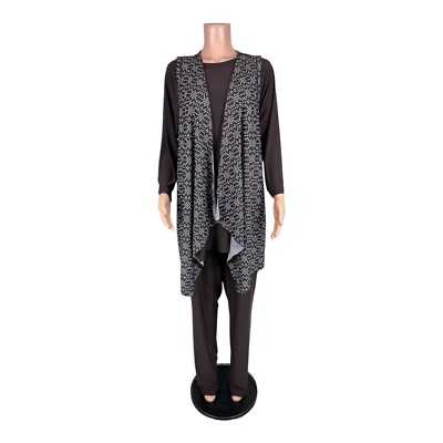 Attitudes by Renee Tall 3-Piece Wardrobe Set w/ Reversible Vest Espresso 2XT Sz