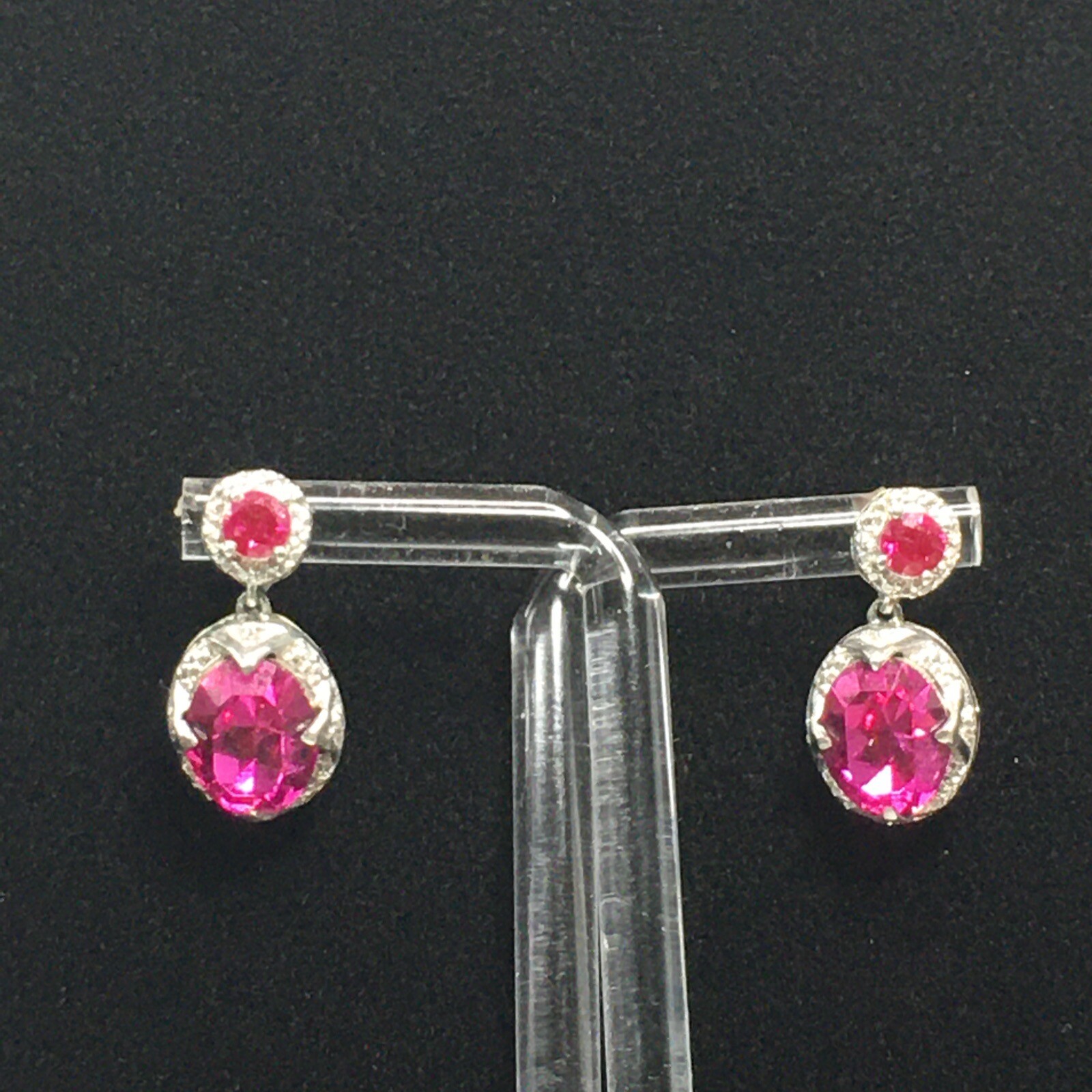 KARIS Sterling Silver Simulated Ruby Dangle Earri… - image 3
