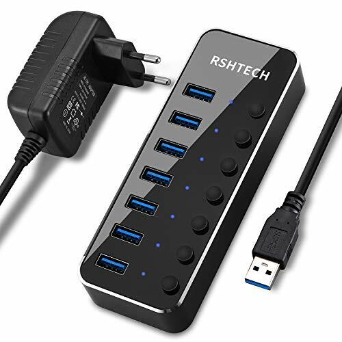 RSHTECH Hub USB 3.0 Alimentato 7 Porte USB con Adattatore (l2z)