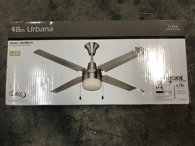 Litex Urbana 48 In Brushed Chrome Ceiling Fan With Light Kit 4 Blade Ub48bc4l 80629169005 Ebay