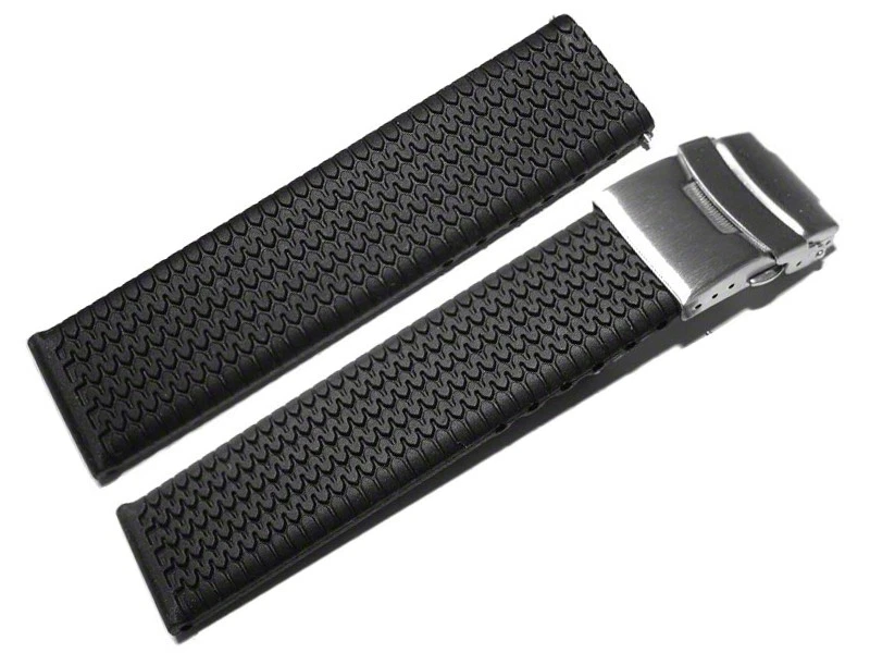 Bracelet de montre - silicone - Modèle Pneu noir 18,20,22,24 mm NEUF - Photo 1/1